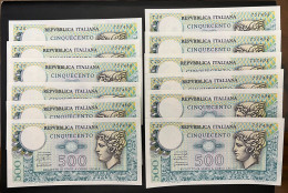 LOTTO DI 12 BANCONOTE 500 LIRE MERCURIO DECRETO 20-12-1976 FDS - 500 Lire