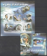 Bc1028 2011 Mozambique Space Yuri Gagarin 1Kb+1Bl Mnh - Altri & Non Classificati