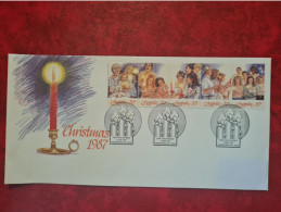 Lettre  AUSTRALIE BANDE NOEL CHRISTMAS 1987 - Brieven En Documenten