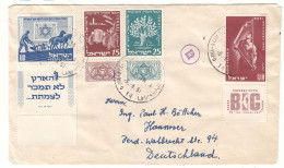 Israël - Lettre De 1951 - Oblit Tel Aviv - Timbres Avec Tab - Tracteurs - Laboureur - Valeur 160 $ En ....2010 - - Cartas & Documentos