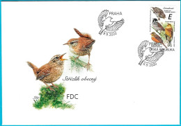 FDC 1083 - 4 Czech Republic Birds Bubting Bushtit Sparrow 2020 - Pájaros Cantores (Passeri)