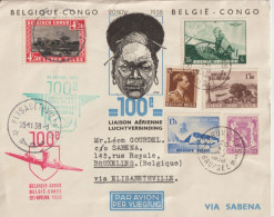 1938 - 100° LIAISON AERIENNE SABENA BELGIQUE - CONGO ! ENV.  ALLER ET RETOUR BRUXELLES => ELISABETHVILLE - Briefe U. Dokumente