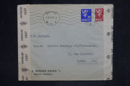 NORVÈGE - Enveloppe Commerciale De Bergen Pour Paris En 1945 Avec Contrôle Postal - L 153783 - Brieven En Documenten