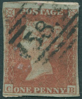 Great Britain 1841 SG8 1d Red QV Blued Paper **CB Imperf FU - Unclassified