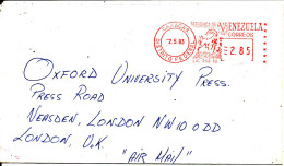 Venezuela Air Mail Cover With Meter Cancel Caracas 2-5-1983 Sent To England - Venezuela