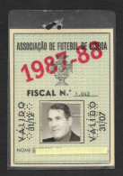 Portugal Carte Fiscale Association Football Lisbonne 1987 / 8 Official ID Card Soccer Game Inspector - Sonstige & Ohne Zuordnung