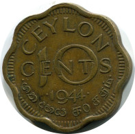 10 CENTS 1944 CEYLAN CEYLON Pièce #AH889.F.A - Autres – Asie