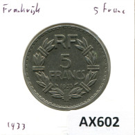 5 FRANCS 1933 FRANCE Coin #AX602.U.A - 5 Francs