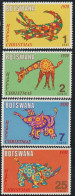 BOTSWANA 1970  -   NOEL.  ANIMAUX EN PELUCHE    4v+BF - Botswana (1966-...)