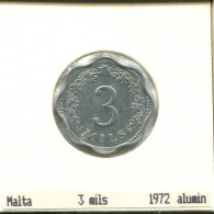 3 MILS 1972 MALTA Münze #AS642.D.A - Malta