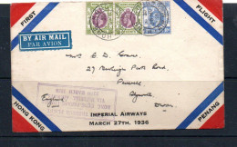 HONG KONG - 1936 -FIRST FLIGHT  COVER HONG KONG TO  LONDON VIA PENANG - Storia Postale