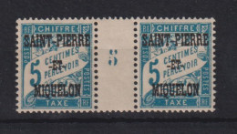 St Pierre Et Miquelon 1925-27 Taxe 10 Millésime 5, Timbres ** Charnière Sur Pont - Segnatasse