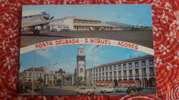 CPSM AEROPORT AIRPORT AEROPORTO PONTA DELGADA S MIGUEL ACORES AERODROME VIEW AVION BUS AUTO VOITURE - Aérodromes