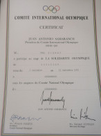 Diplôme, Comité International Olympique, Luxembourg 1983. Signé Par Juan Antonio Samaranch - Storia Postale