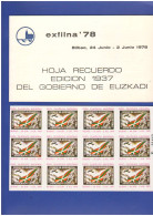 Espana Bilbao EXFILNA 1978 Euzkadi Gobierno 1937 Par Avion - Blocks & Sheetlets & Panes