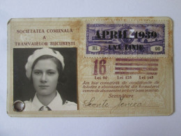 Roumanie Carte D'identite Fille De Garde Des Tram Avec Timbre Rare 1939/Romanian Guard Girl Tram ID Card,rare Stamp 1939 - Altri & Non Classificati