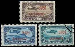 LATTAQUIÉ - 1931-33 - Yv.PA2, YV.PA4 & YV.PA5 - Poste Aérienne 0pi50 Sépia Neuf* & 2pi & 3pi Oblitérés TB (c.16€) - Oblitérés