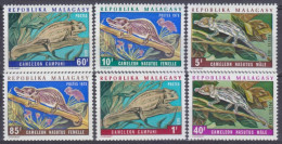 1973 Malagasy Republic 683-688 Reptiles - Lizards 9,00 € - Snakes