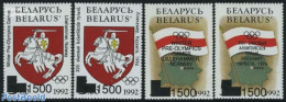 Belarus 1994 Olympic Winter Games 4v, Mint NH, History - Nature - Sport - Various - Coat Of Arms - Flags - Horses - Ol.. - Geografia