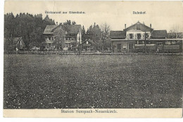 SEMPACH-Neuenkirch: Bahnhof Mit Zug Und Restaurant Zur Eisenbahn 1909 - Sempach