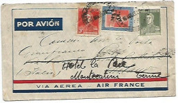 Argentina 16aug1935  VIA AIR FRANCE AirmailCV B.Aires To Italy  With 3 Stamps - Lettres & Documents