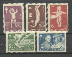 OLDER FINLAND - CHILD CARE Anti-Tuberculosis Set 1947 MNH - Unused Stamps