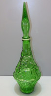 -ANCIENNE GRANDE BOUTEILLE VINTAGE VERRE Moulé VERT ITALIE EMPOLI? XXe    E - Glass & Crystal