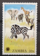 Sambia Zambia 1979 Wildtiere Mi 205/08** Nur 1v Zebra Und Mammals Im Angebot - Zambia (1965-...)