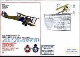 United Kingdom - FDC - 50th Anniversary Of First UK Regular Air Mail Service - Altri (Aria)