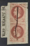 TIMBRE HORS COTE 2 N°26B Sur Fragment Journaux Dont Une OBLI PLUME TBE/Luxe - 1863-1870 Napoléon III Con Laureles