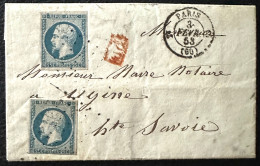 TTB/rare. États Sardes LAC Paris-Udine 02/53 2xn10 Obl Roulette De Points. Cote 4000€ - 1852 Louis-Napoleon