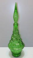 -ANCIENNE GRANDE BOUTEILLE VINTAGE VERRE Moulé VERT ITALIE EMPOLI? XXe     E - Verre & Cristal