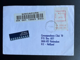 SINGAPORE 1995 REGISTERED LETTER SINGAPORE TO ROTTERDAM 08-06-1995 FRAMA ATM - Singapore (1959-...)