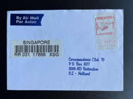 SINGAPORE 1994 REGISTERED LETTER SINGAPORE TO ROTTERDAM 19-07-1994 FRAMA ATM - Singapore (1959-...)