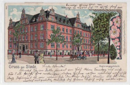 39068571 - Stade, Lithographie Mit Regierungsgebaeude Gelaufen, 1912. Gute Erhaltung. - Stade