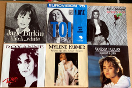 Vinyles 45T - Lot 6 Disques - Paradis / Farmer / Géraldine / Birkin / Masse / Rita - Disco, Pop