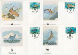 Kiribati 1991 WWF Naturschutz Walhai Riesenmanta 566/69 FDC (X30687) - Kiribati (1979-...)