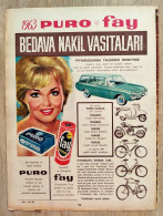 LOTTERY AD- TRY YOUR LUCK IN THE FAY SOAPS LOTTERY-GIFTS,FORD TAUNUS AUTOMOBILE-TRIUMPH MOTORCYCLE-RUDGE BICYCLE.1963 - Cars