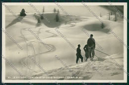 Sondrio Spluga Nevicata Sci Foto Cartolina QQ7528 - Sondrio