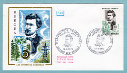 FDC France 1972 - Aristide Bergès - Ingénieur Hydraulicien - YT 1707 - 09 Lorp Sentaraille - 1970-1979