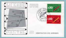 FDC France 1972 - Code Postal PTT - YT 1719 Et 1720 - Paris - 1970-1979