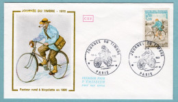 FDC France 1972 - Journée Du Timbre 1972 - Facteur - YT 1710 - Paris - 1970-1979