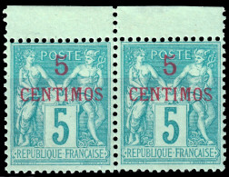 MAROC - 1891-1900 Paire Yv.1 5c Vert Type Sage (II) - Neufs** (c.56€) - Unused Stamps