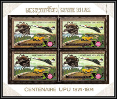 85708 N°412 Concorde Voiture Cars UPU Laos Timbres OR Gold Stamps BLOC 4 ** MNH - U.P.U.