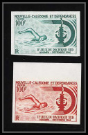 85460 N°335 X2 Couleurs Natation Swimming Nouvelle Calédonie Essai Color Proof Non Dentelé Imperf ** MNH  - Geschnittene, Druckproben Und Abarten