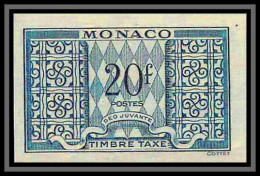 85303/ Monaco Taxe N°38 20f Vert ND Non Dentelé Imperf ** Mnh  - Strafport