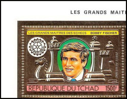 85910b/ N°951 A Echecs Chess Bobby Fischer Rotary 1982 Tchad OR Gold Stamps ** MNH  - Scacchi