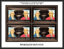 85794/ N°891 A Montgolfière Balloon Mongolfier Versailles 1783 Haute Volta OR Gold Stamps ** MNH BLOC 4 - Opper-Volta (1958-1984)