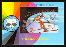 85748b Bloc N°152 B Lake Placid Ski Jeux Olympiques Olympic Games 1980 Usa Togo OR Gold Stamps ** MNH Non Dentelé Imperf - Togo (1960-...)