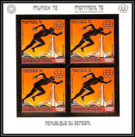 85747 N°604 B Sprint Montreal 1976 Jeux Olympiques Olympic Games Sénégal OR Gold Stamps ** MNH Bloc 4 Non Dentelé Imperf - Atletismo